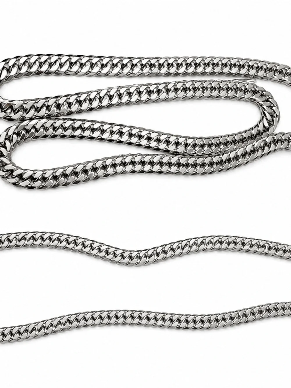 Sterling-Style Stainless Steel Cuban Link Chain Necklace - Silver